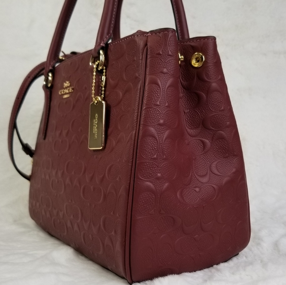 COACH SET SIGNATURE HANDBAG PURSE BAG + WALLET - Picture 7 of 12